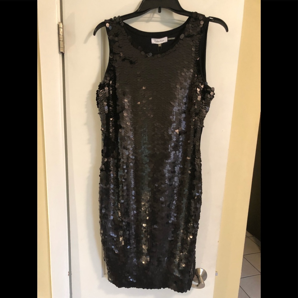 Sleeveless Calvin Klein Black Sequin Dress NWT